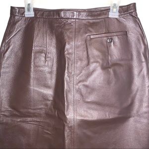 CLIO Coffee Brown Genuine Leather Tailored Skirt